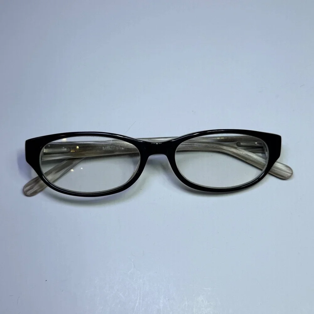 Black and Marbled Grey Oval Eyeglasses Frames with Hardshell Case